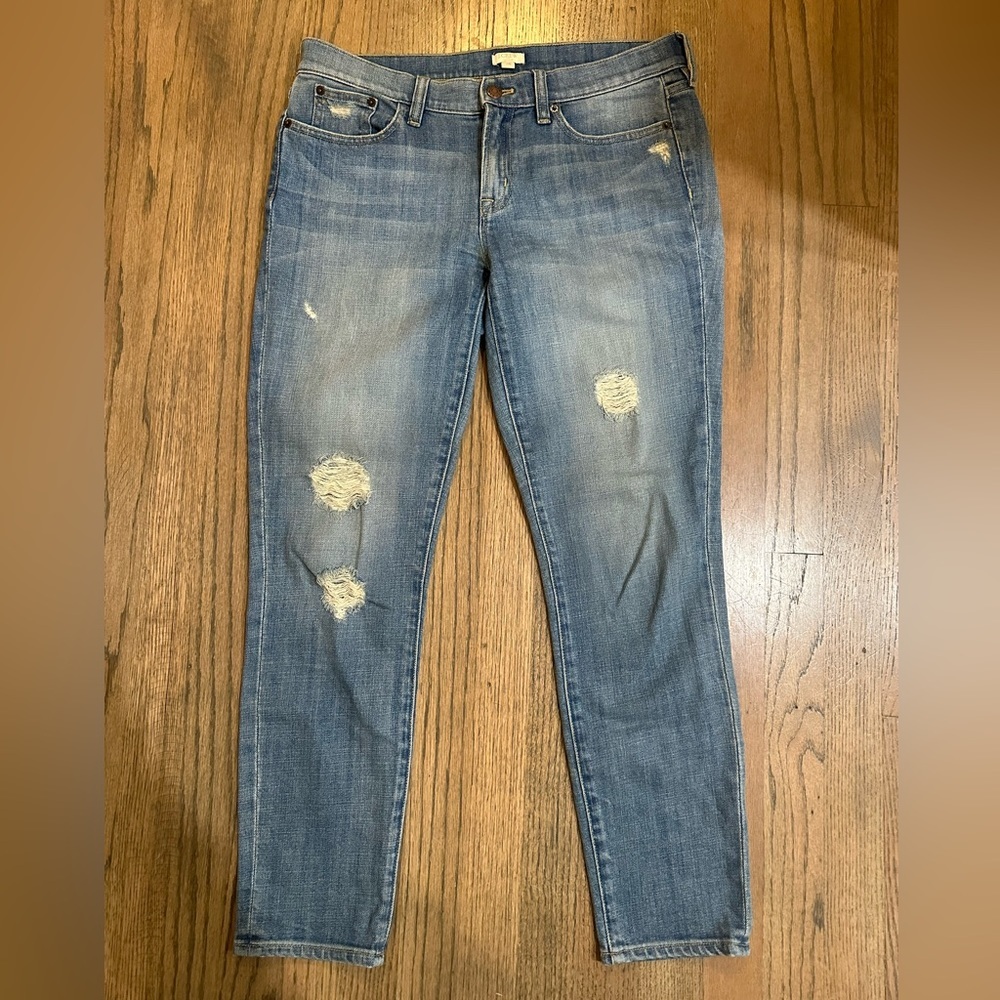 J Crew Factory Anywhere Distressed Skinny Jeans Size 28